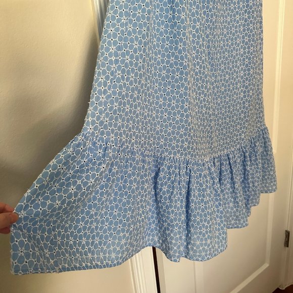 Lisa Marie Fernandez light blue Eyelet strapless cotton belted maxi dress S - Picture 7 of 13